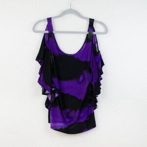 Whimsigoth Y2K Fairy Off Shoulder Ruffle Top Romantic Grunge Purple XOXO L